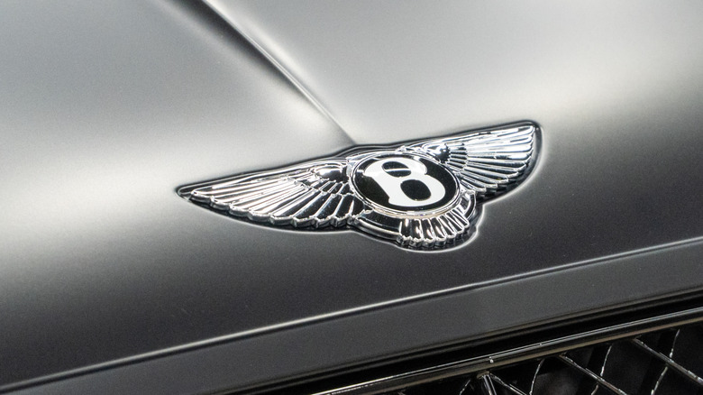 Bentley logo on a matte black Bentley