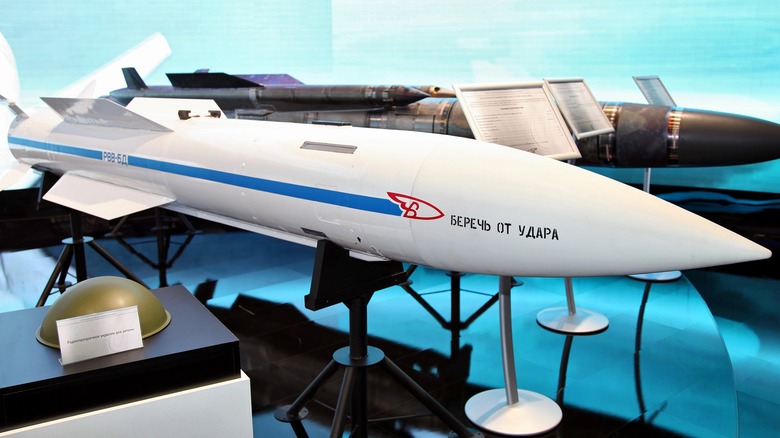 An R-47 Russian air-to-air missile on display