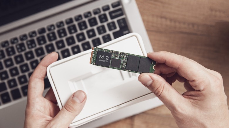 Person holding an NVMe SSD