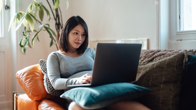 Woman using a laptop