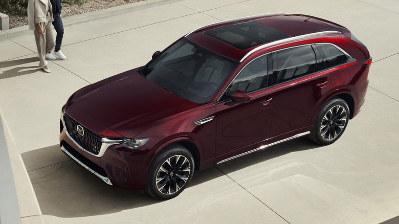 Mazda CX-90 SUV parked in a driveway viewed from above