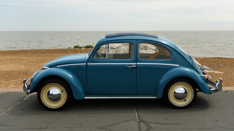 Volkswagen Beetle parked at beach