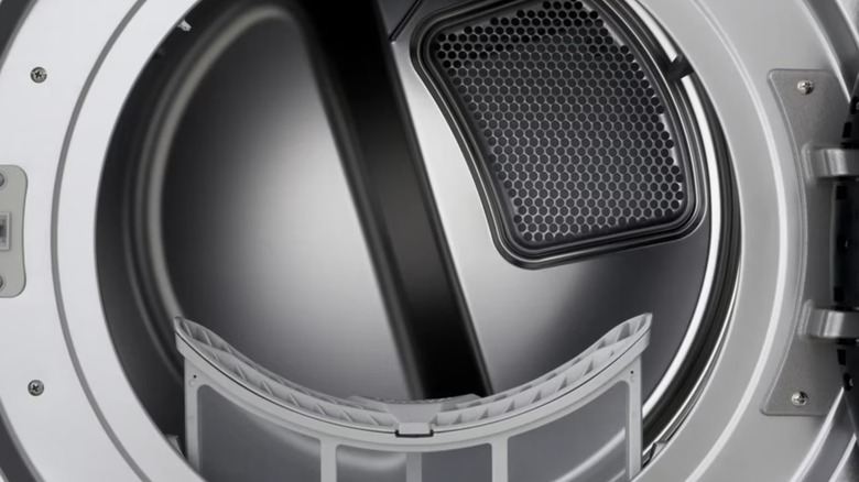 Close-up shot of the inside of an LG clothes dryer