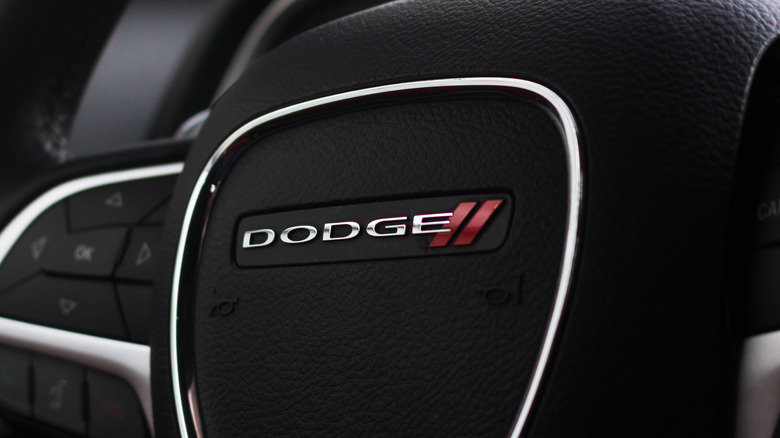 Dodge logo on steering wheel