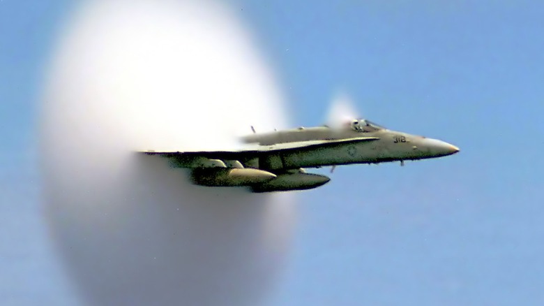 U.S. Navy F/A-18 transonic pushing into the sound barrier