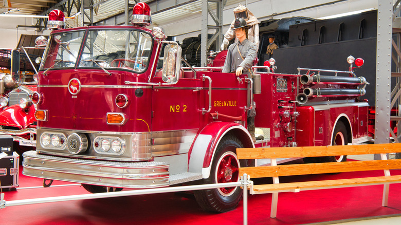 Mack firetruck on display in a museum