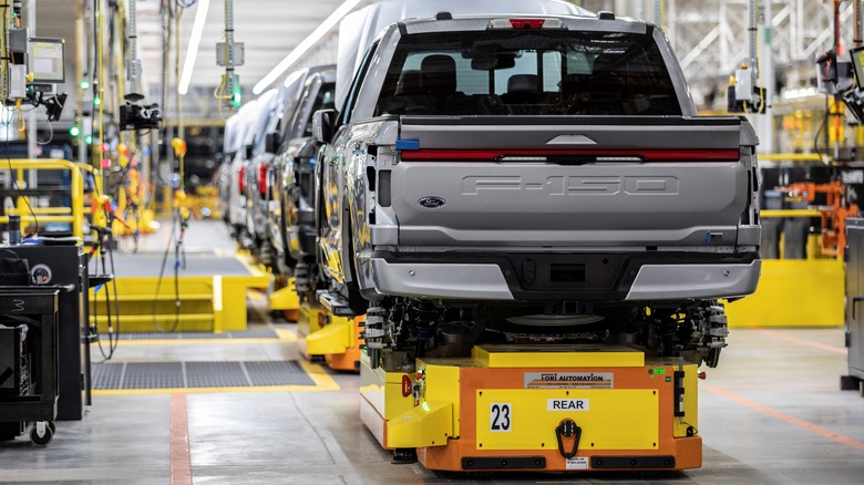 Ford F-150 trucks on production line