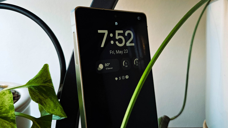 Samsung Galaxy S25 Ultra posed with plants