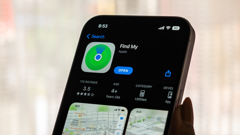 The Apple Find My app on an iPhone screen