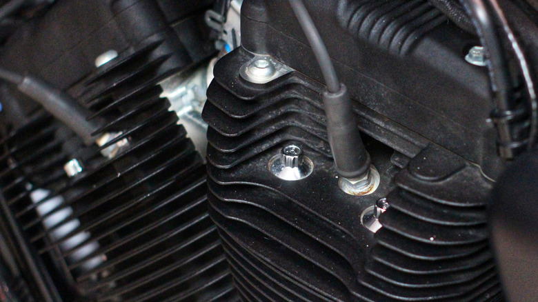 Close up of a Harley-Davidson engine block