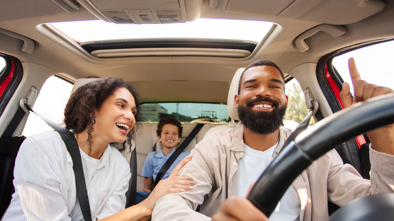 family inside car
