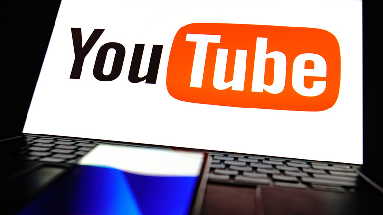 The old YouTube logo on a screen.