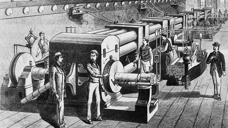 Edisons first central power plant for direct current (DC) in the Pearl Street, New York City