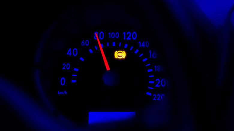 ABS light illuminated on a car's dashboard