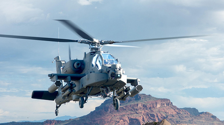 Boeing AH-64 Apache attack helicopter in flight