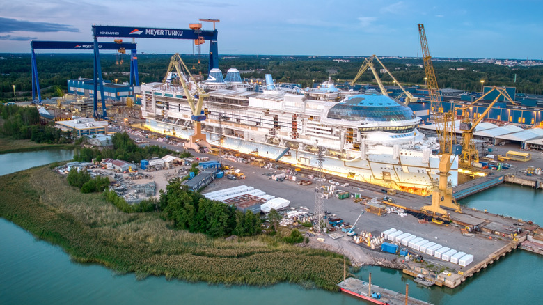 Star of the Seas, under construction at Meyer Turku shipyard, is the second Icon Class cruise ship, set to be delivered in 2025