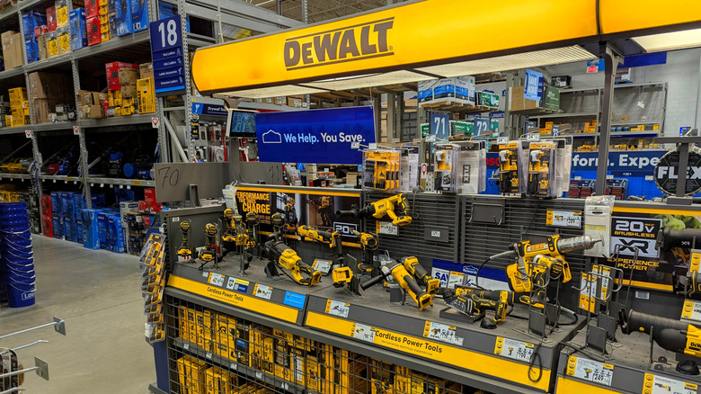 DeWalt hardware tools on display