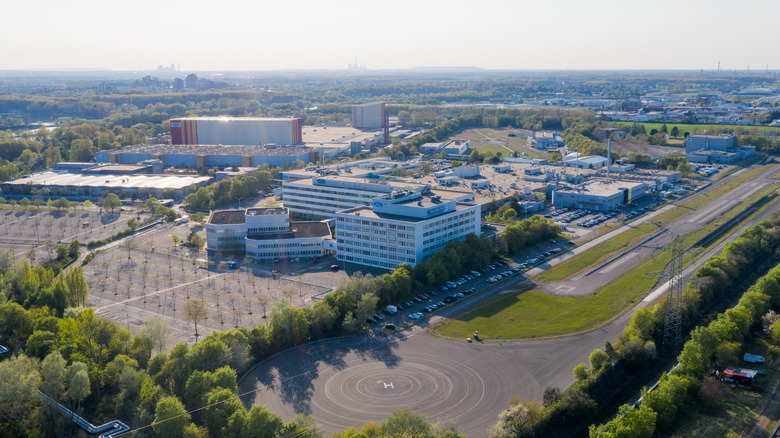 Aerial shot of Ford's production facility in Cologne, Germany