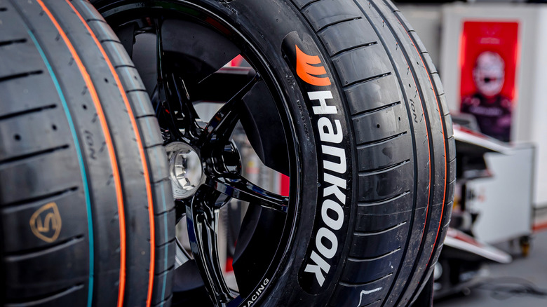Two Hankook tires in the pit lane at Sao Paulo Street Circuit