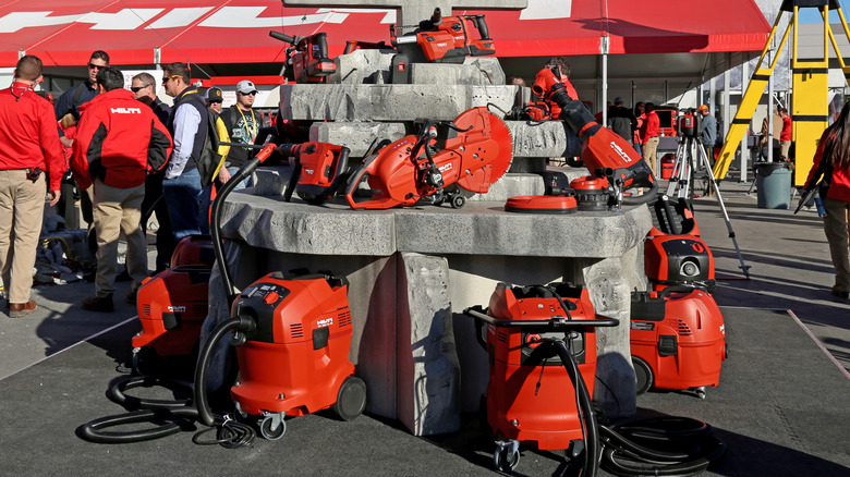 Outdoor display of Hilti tools in a trade show