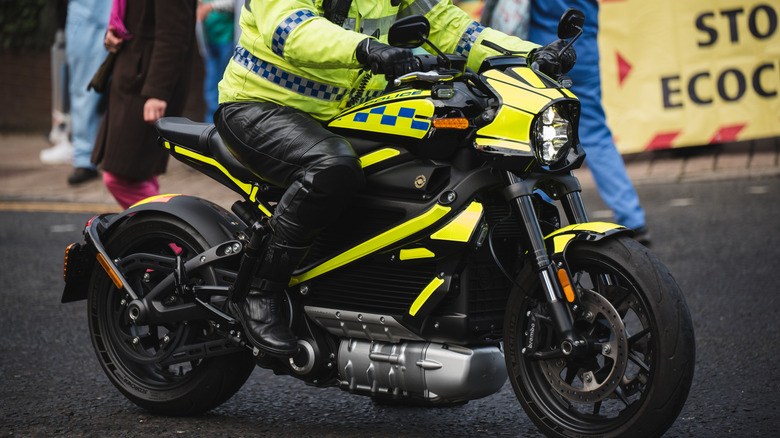 COP26 Special edition Harley Davidson LiveWire electric motorcycles given to Police Scotland for use during the climate conference.