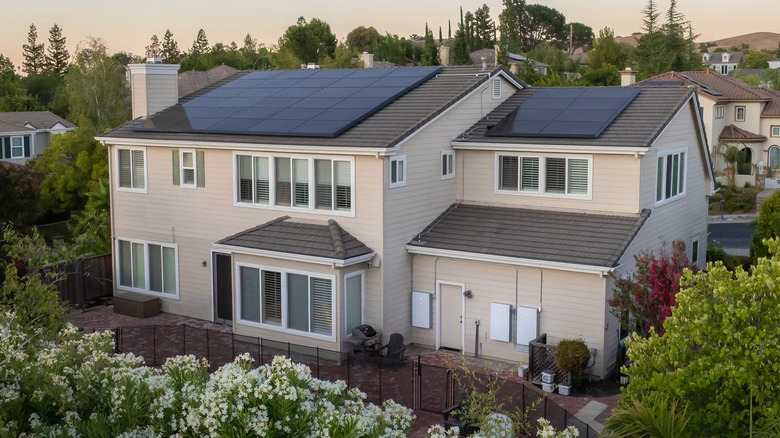 Tesla Solar Panels on the roof of a house