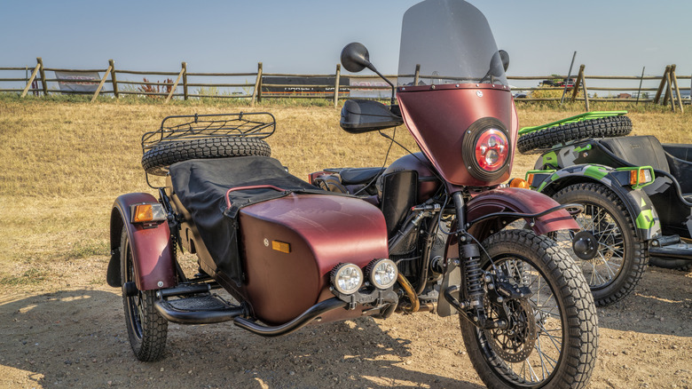 Russian made Ural motorcycle with a sidecar