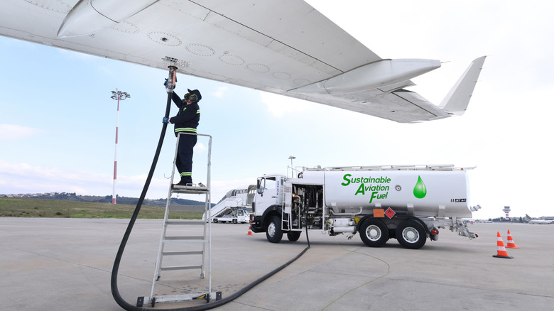 Aircraft being refueled