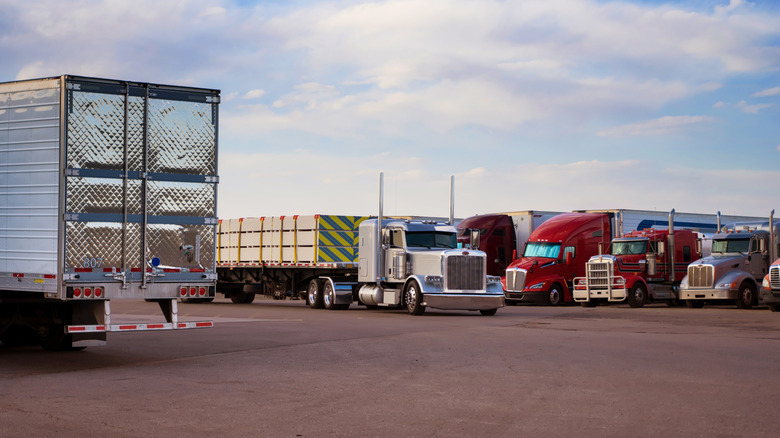 semis on a truck stop in utah