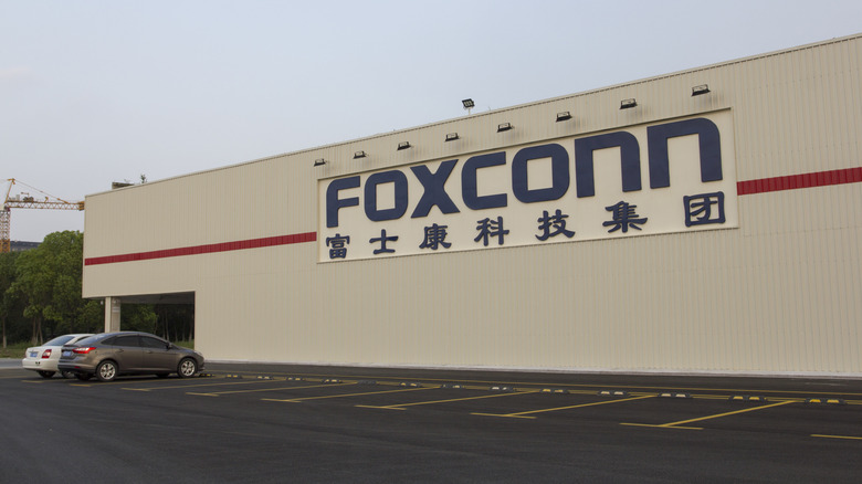 Foxconn assembly plant parking lot in China