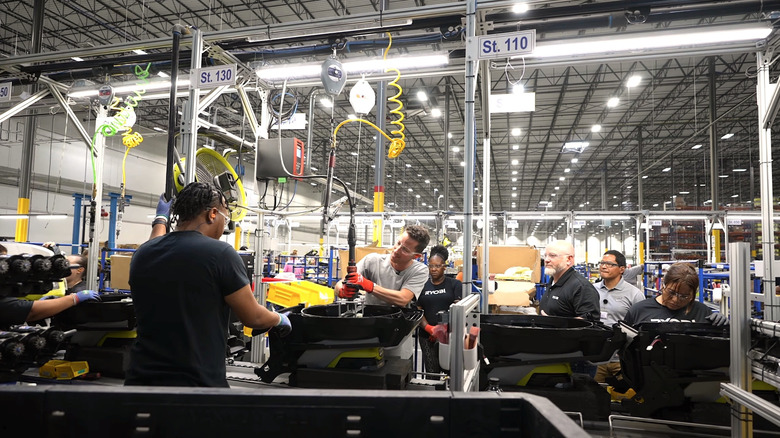 People using equipment in Ryobi's South Carolina headquarters