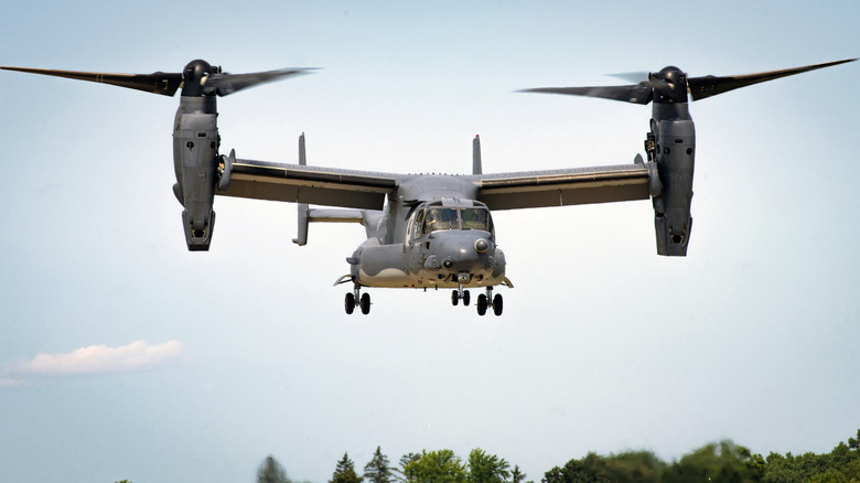 The V-22 Osprey in helicopter mode