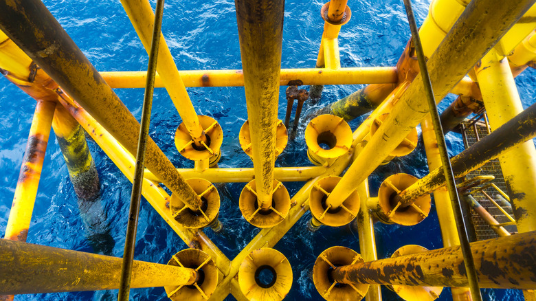 pipes and tubes of an offshore oil platform