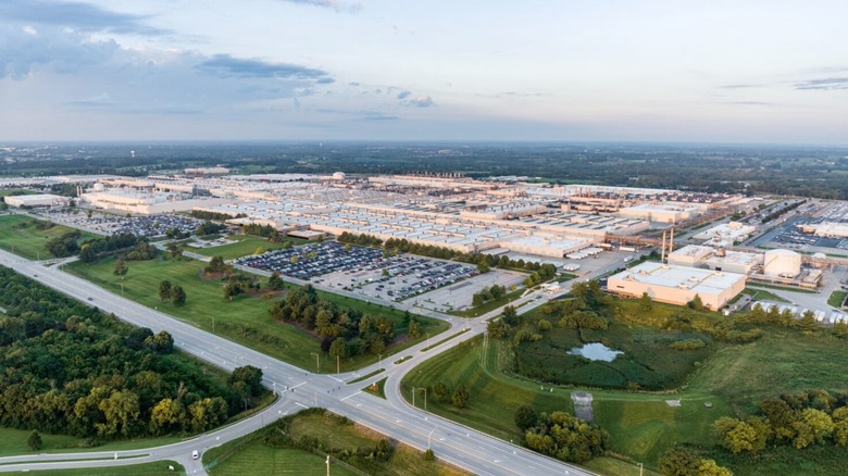 Aerial shot of Toyota's Georgetown, Kentucky manufacturing plant