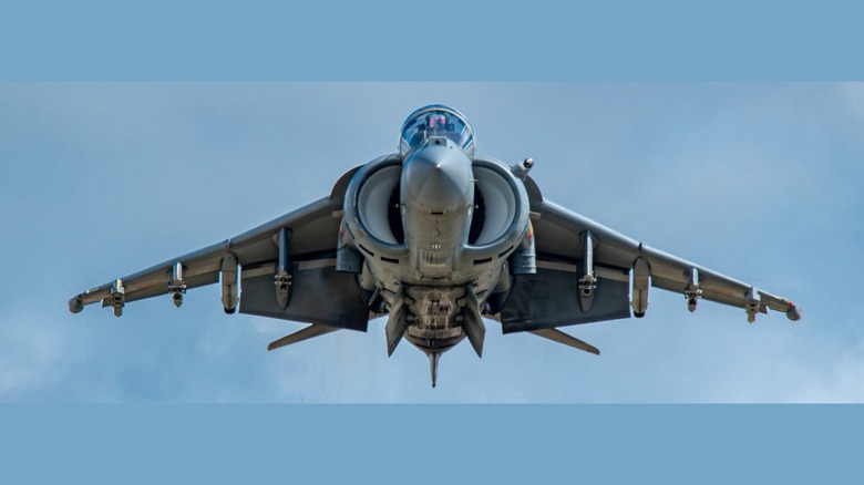 A Harrier Jump Jet hovering