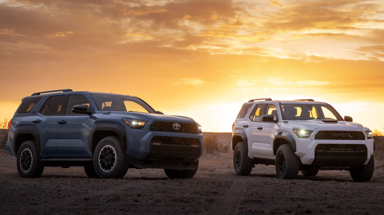 Two 2025 Toyota 4Runners parked at sunset