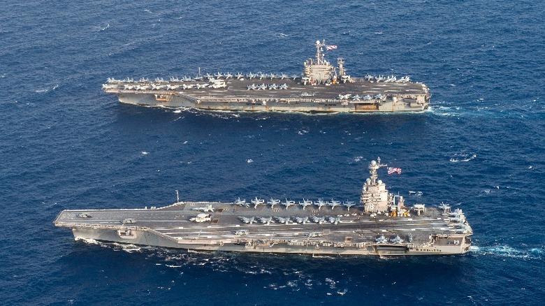 Nimitz class above Ford class below