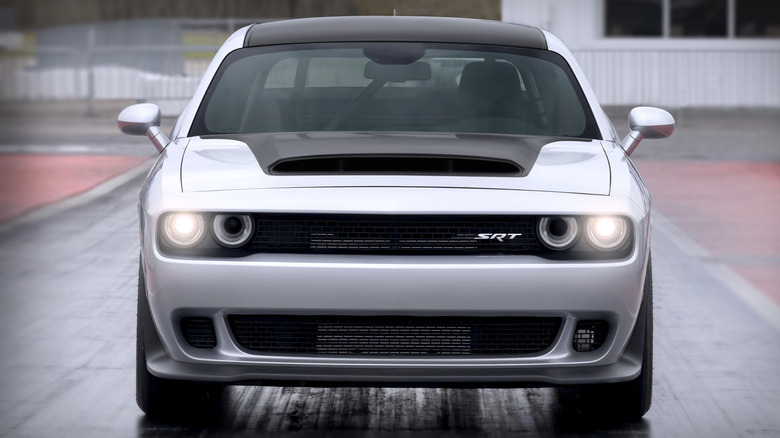 Dodge Challenger SRT Demon fitted with 315mm front tires, front-view