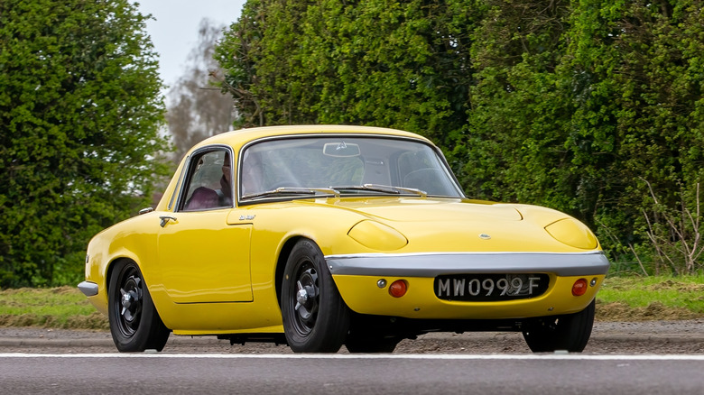 1967 Lotus Elan parked roadside, front-right three-quarter view