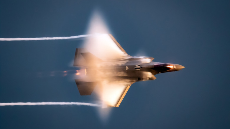 F-35 Lightning II fighter jet going supersonic