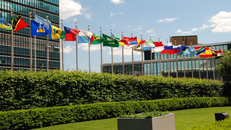 Different flags of countries outside of the U.N.