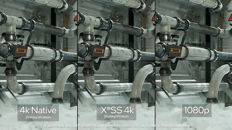 Intel XeSS AI sampling demonstration comparison between resolutions