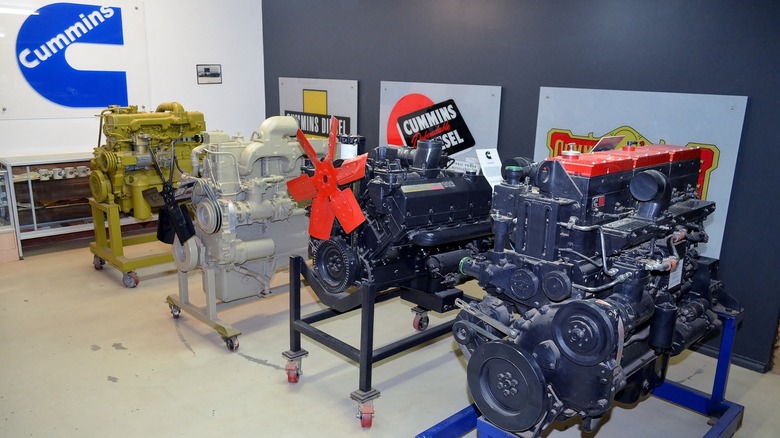 An assortment of Cummins diesel engines on display at the National Road Transport Hall of Fame in Australia.
