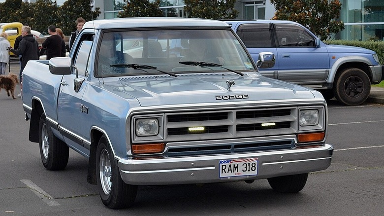 Front view of a 1989 Dodge Ram pick up truck
