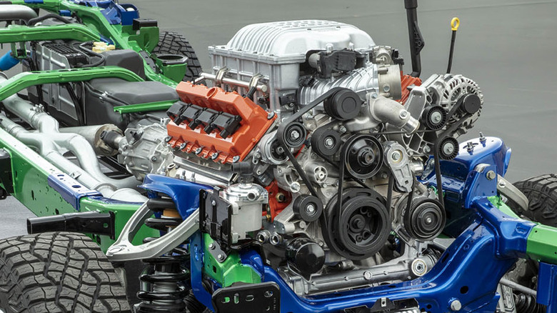 Ram TRX HEMI V8 engine on a rolling chassis