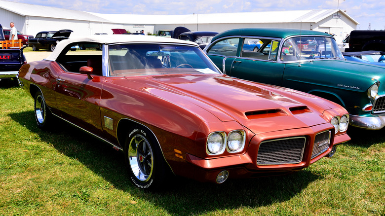 A 1971 Pontiac LeMans Sport Convertible at the local car show