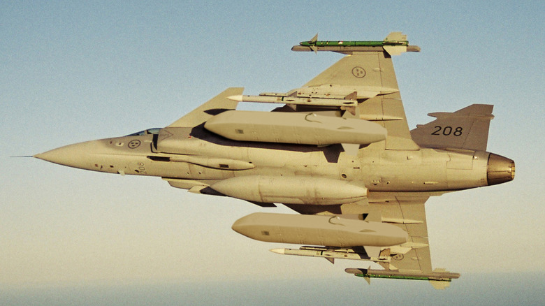 A SAAB Gripen carries two Taurus missiles