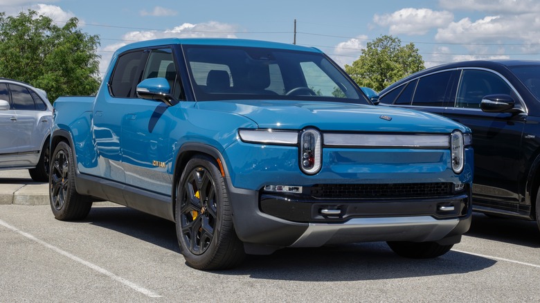 Rivian R1T truck in a parking lot