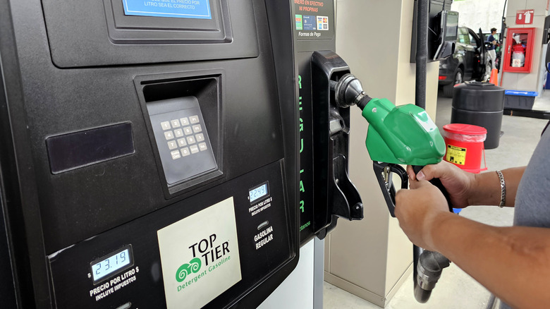 gas pump with "top tier" sticker