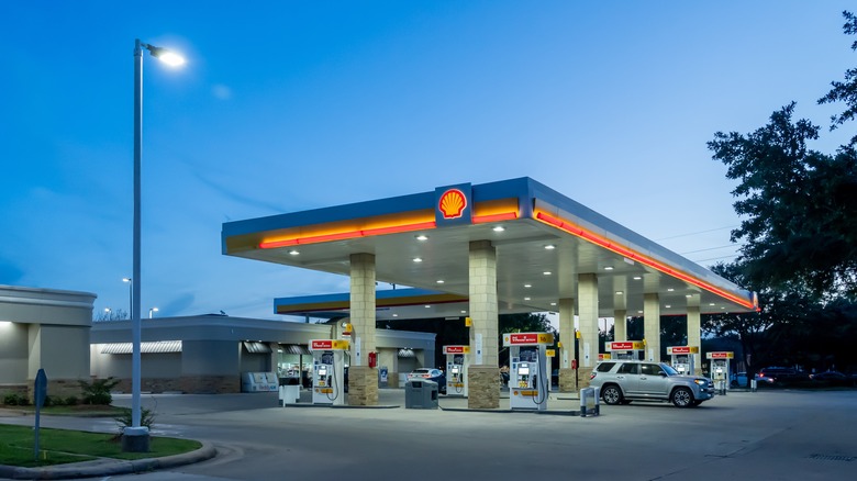 shell gas station at dawn